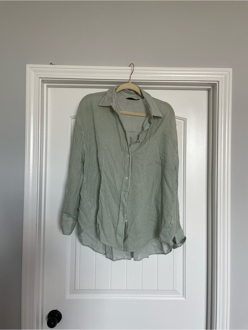 Zara Mint Green Pinstripe Button-Down Shirt